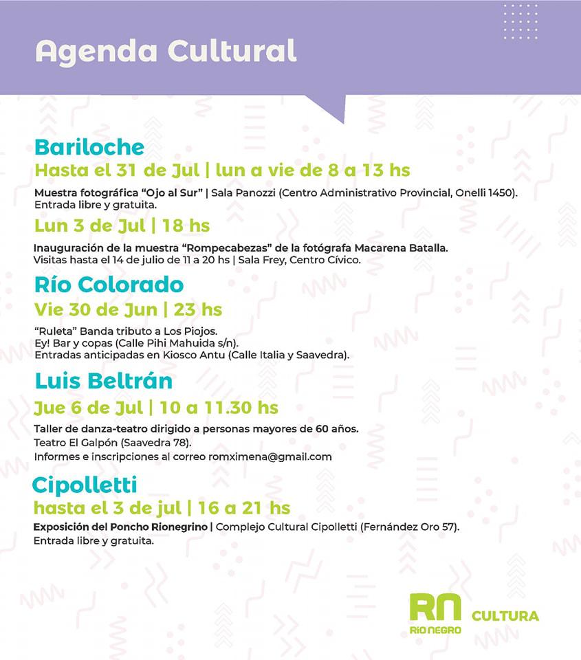 Agenda Cultural Río Negro Llegó la Agenda Cultural Música y