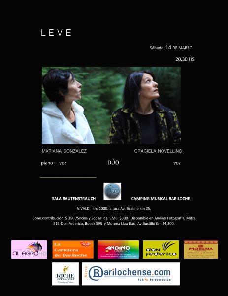 Mariana Gonz&aacute;lez y Graciela Novellino presentan Leve: concierto reprogramado