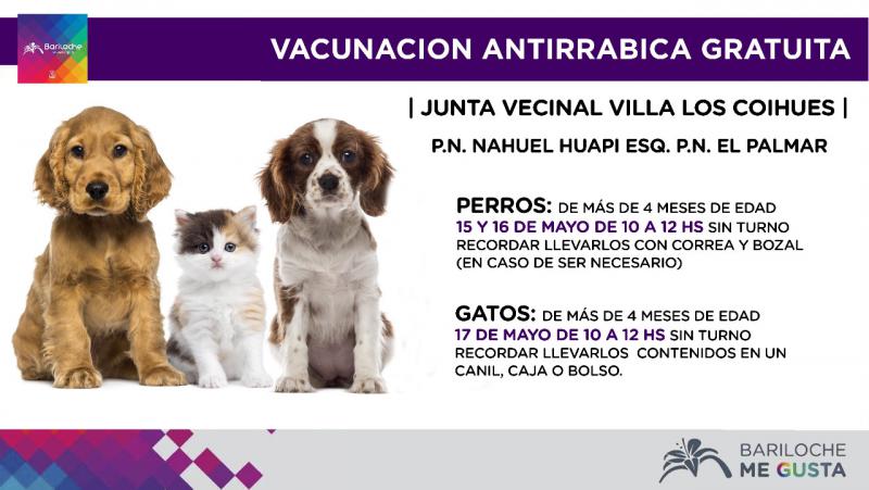 Campa&ntilde;a de esterilizaci&oacute;n y vacunaci&oacute;n gratuita, desde el mi&eacute;rcoles 15/5 en Villa Los Coihues