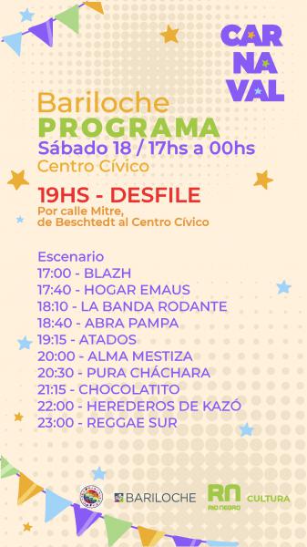 Programa Carnaval de Bariloche Sabado 18