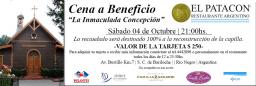 Cena a Beneficio La Inmaculada Concepci&oacute;n en El Patac&oacute;n, 4-Oct 21hs (Av Bustillo km 7)