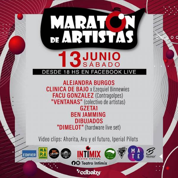 Marat&oacute;n de artistas hoy en vivo por Teatro Intimix