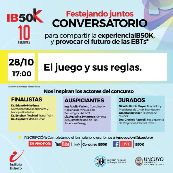 El Instituto Balseiro invita a participar en un nuevo conversatorio del concurso IB50K: El juego y sus reglas