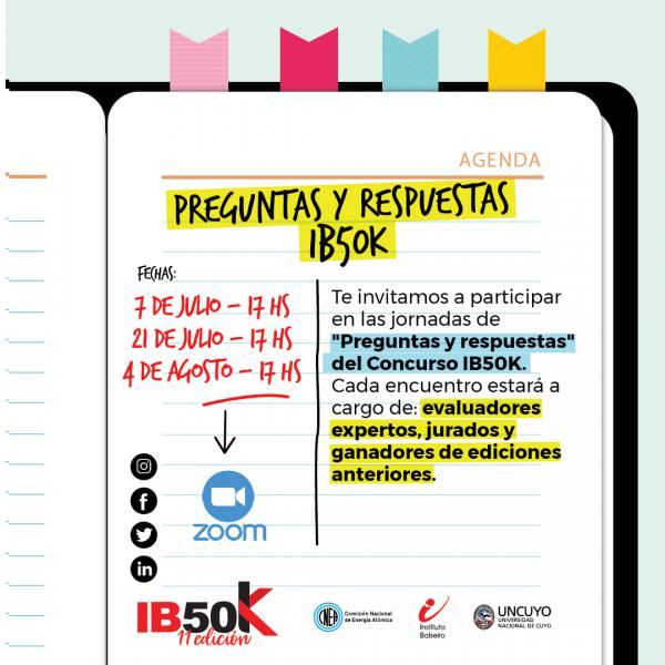 El Balseiro invita a tres jornadas online de Preguntas y Respuestas del Concurso IB50K