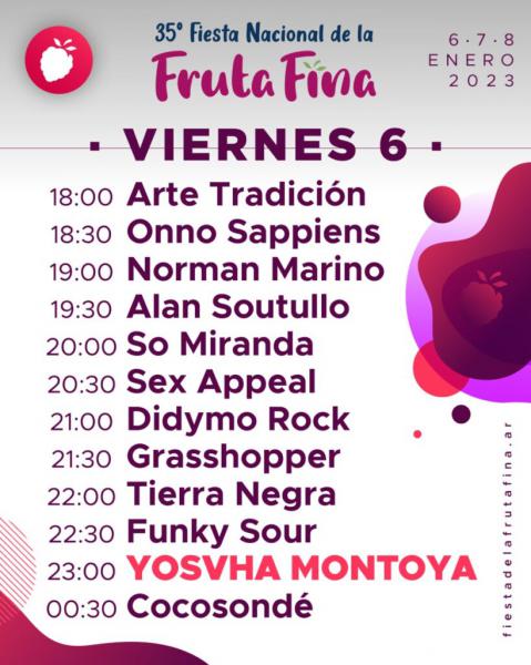 35&deg; Fiesta Nacional de la Fruta Fina - Viernes 6/01