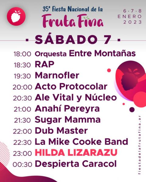 35&deg; Fiesta Nacional de la Fruta Fina - Sabado 7/01