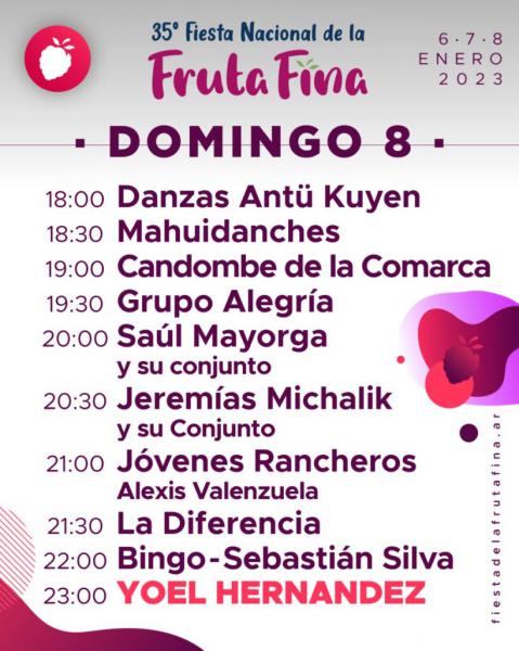 35&deg; Fiesta Nacional de la Fruta Fina - Domingo 8/01