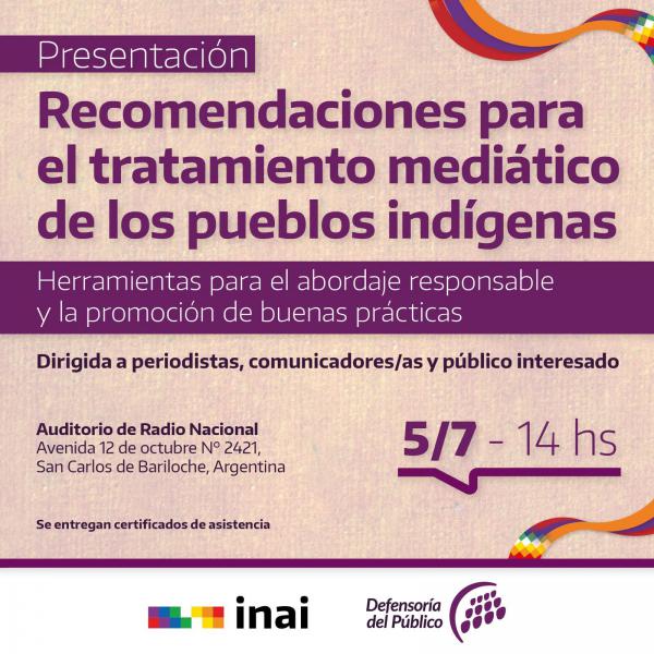 Recomendaciones para el tratamiento medi&aacute;tico de los pueblos originarios