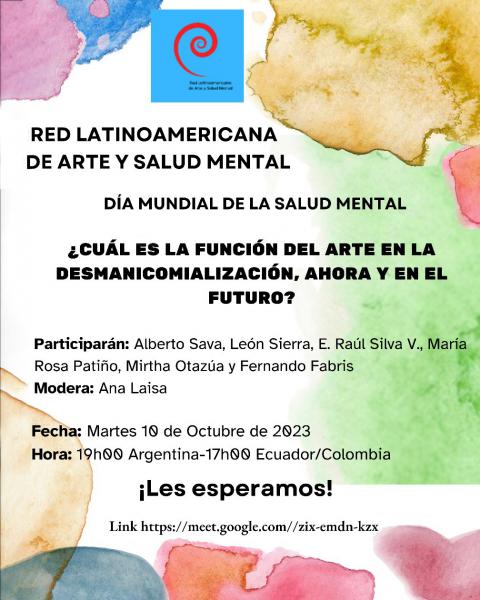  RED LATINOAMERICANA DE ARTE Y SALUD MENTAL D&Iacute;A MUNDIAL DE LA SALUD MENTAL