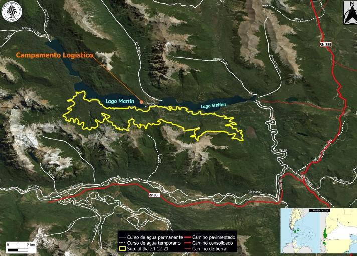 INCENDIO &#147;COMPLEJO LAGO MARTIN&#148; REPORTE DE SITUACION N&deg; 2 COE REGIONAL / 24-12-21