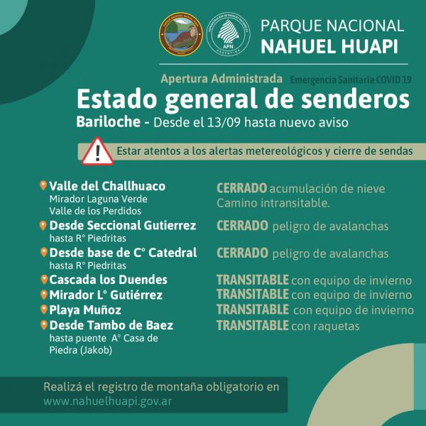 Cese de alerta meteorol&oacute;gico y reapertura parcial de sendas