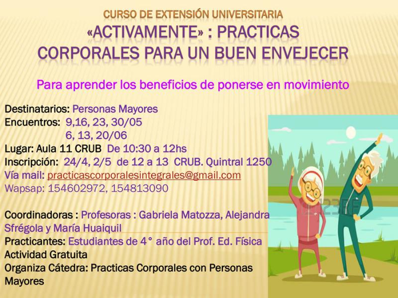 Activamente: Pr&aacute;cticas corporales con personas mayores para un buen envejecer