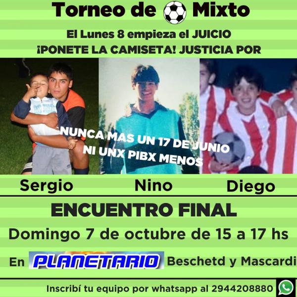 Torneo de futbol: Justicia por Diego, Nino y Sergio