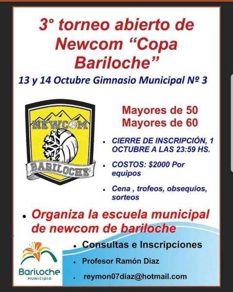 Se viene el 3&deg; Torneo Abierto de Newcom Copa Bariloche