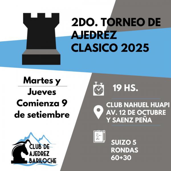 AJEDREZ: EL 2DO. TORNEO PENSADO COMENZARÁ EL MARTES 9 DE SETIEMBRE