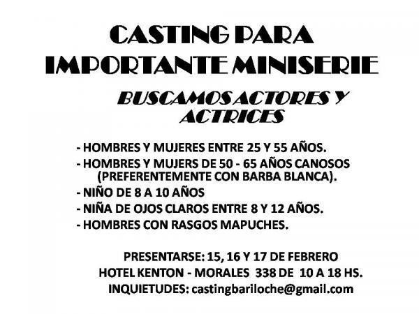 Casting para importante miniserie 15/16/17 en el hotel kenton bariloche detalles en la Foto