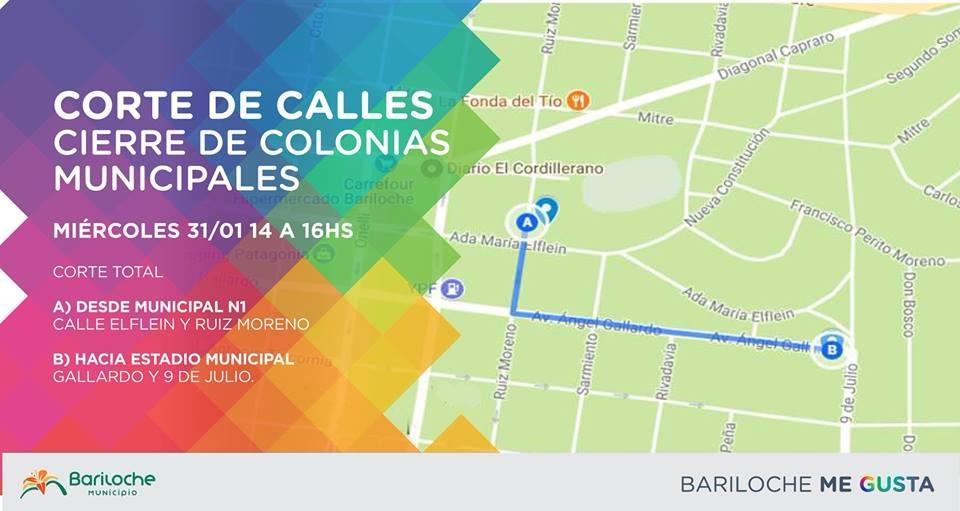 Corte de calles por cierre de Colonias Municipales