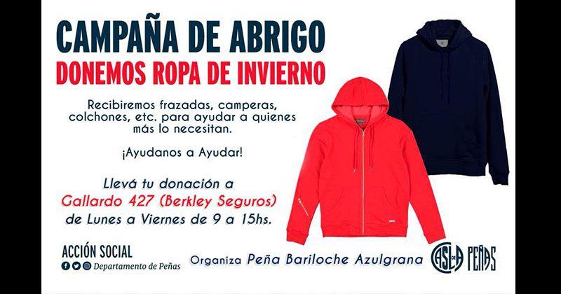 Campa&ntilde;a solidaria de la Pe&ntilde;a Bariloche Azulgrana busca aliviar el fr&iacute;&shy;o