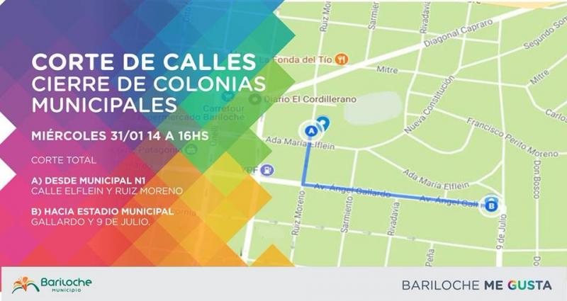 Corte de calles por cierre de Colonias Municipales