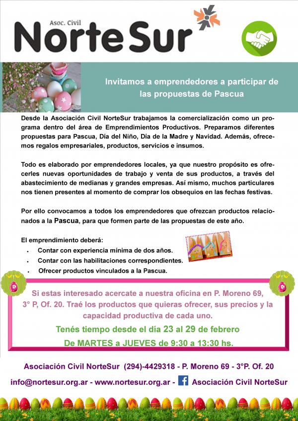 Invitamos a emprendedores a participar de la Pascua con NorteSur