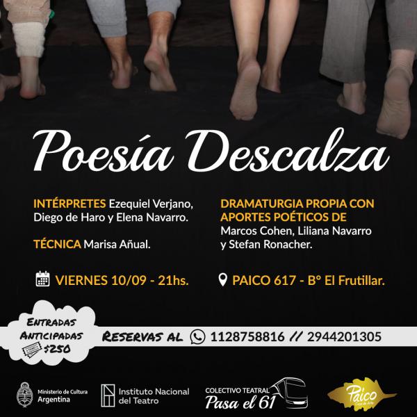 POES&Iacute;A DESCALZA  - Obra de teatro - 10/09/21  a las 21 hs. y martes 14/09/21 a las 20 hs.