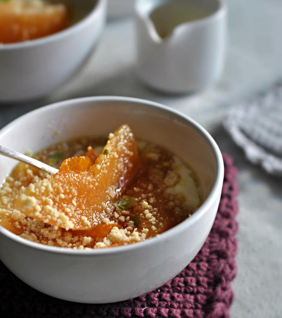 Receta de membrillo en alm&iacute;bar de naranja. Postre de tres ingredientes