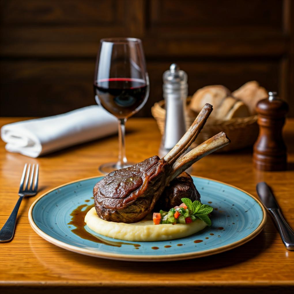  Cordero Patag&oacute;nico al Malbec con Pur&eacute; de Papas Andinas y Salsa de Menta Fresca