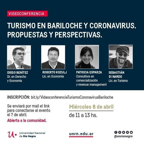 #Videoconferencia 'Turismo en Bariloche y Coronavirus. Propuestas y perspectivas' Abierta y gratuita.