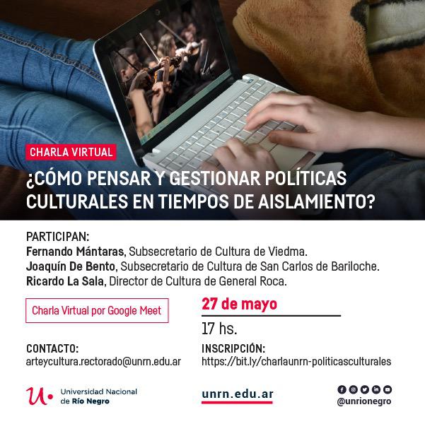 Charla virtual: &iquest;c&oacute;mo pensar y gestionar politicas culturales en tiempos de aislamiento?